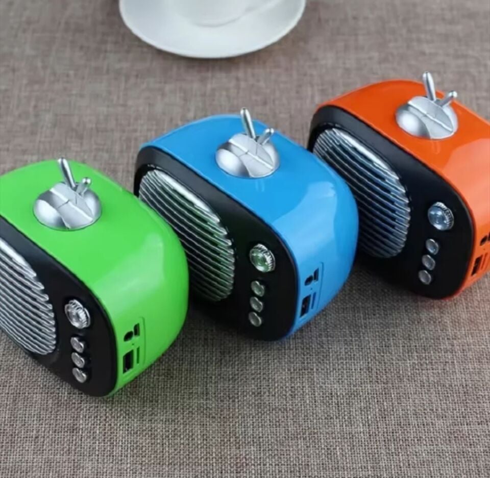 Mini Hoparlör Wintage Tasarım Radyo Taşınabilir Ses Bombası Mavi