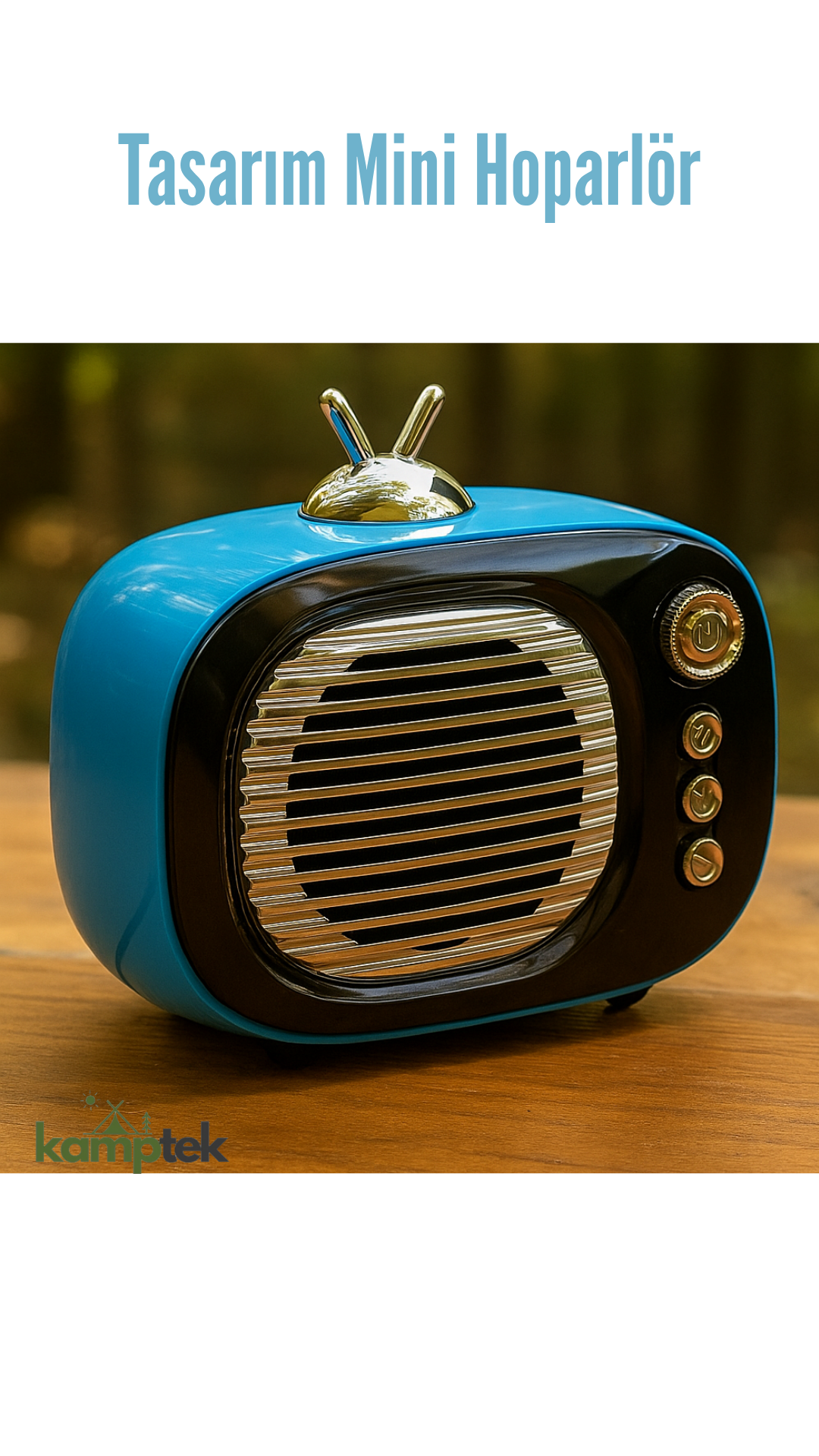 Mini Hoparlör Wintage Tasarım Radyo Taşınabilir Ses Bombası Mavi