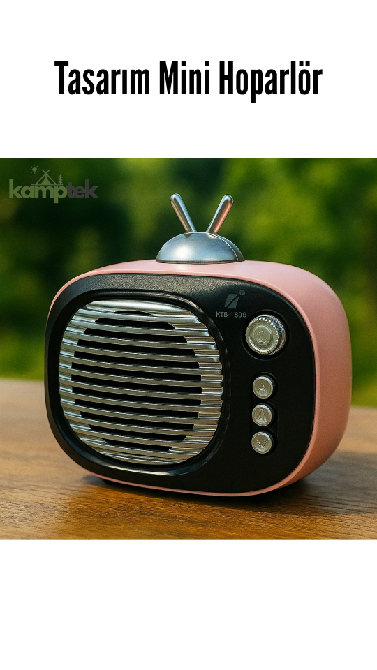 Mini Hoparlör Wintage Tasarım Radyo Taşınabilir Ses Bombası Pembe