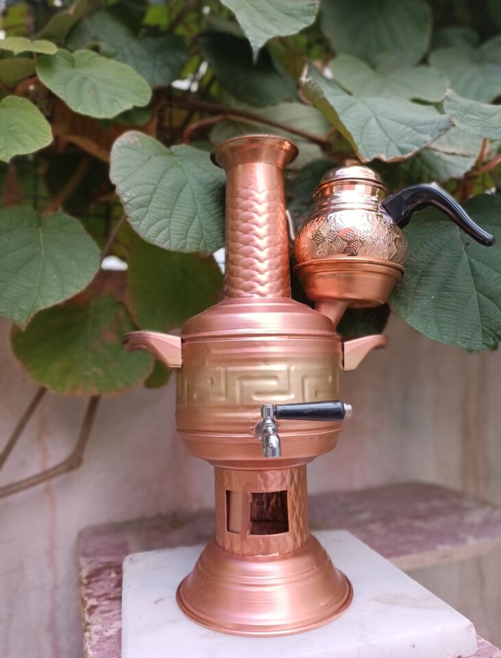 Bakır Semaver 2 litre Demlikli