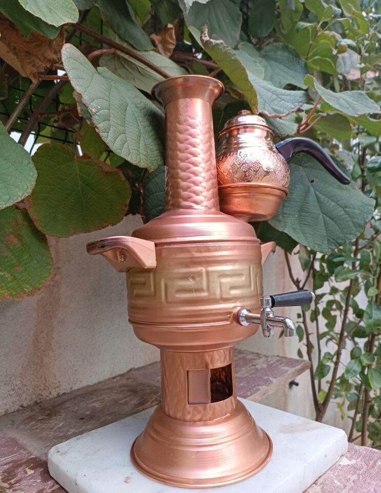 Bakır Semaver 2 litre Demlikli