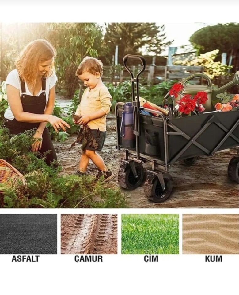 Katlanabilir Kamp Masalı Profesyonel Taşıma Arabası No:2 Büyük