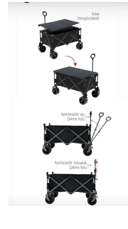Katlanabilir Kamp Masalı Profesyonel Taşıma Arabası No:2 Büyük