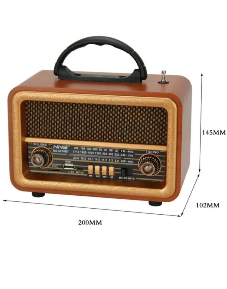 Taşınabilir Nostaljik Fm Radyo Bluetooth + Tf Kart + USB Destekli Ahşap Tasarım Yeni Nesil Radyo Ort