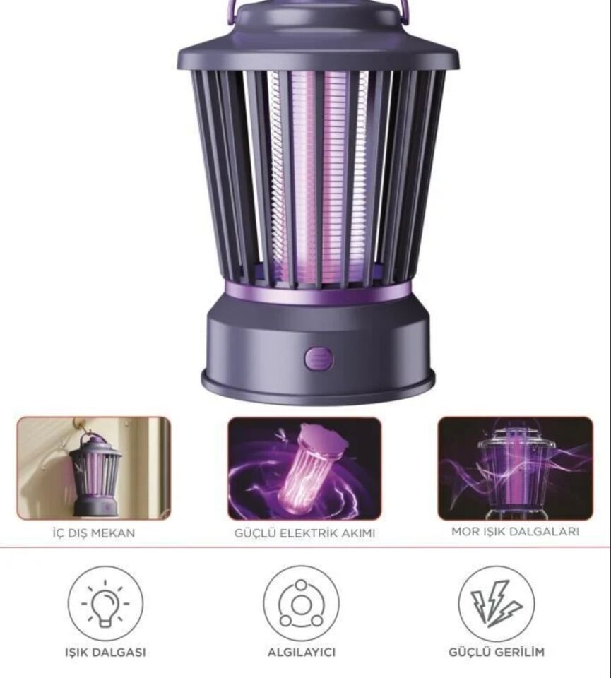 Siyah Şarjlı Uv Işıklı Elektrikli Sivrisinek Öldürücü Lamba Sinek Kovucu Sineksavar