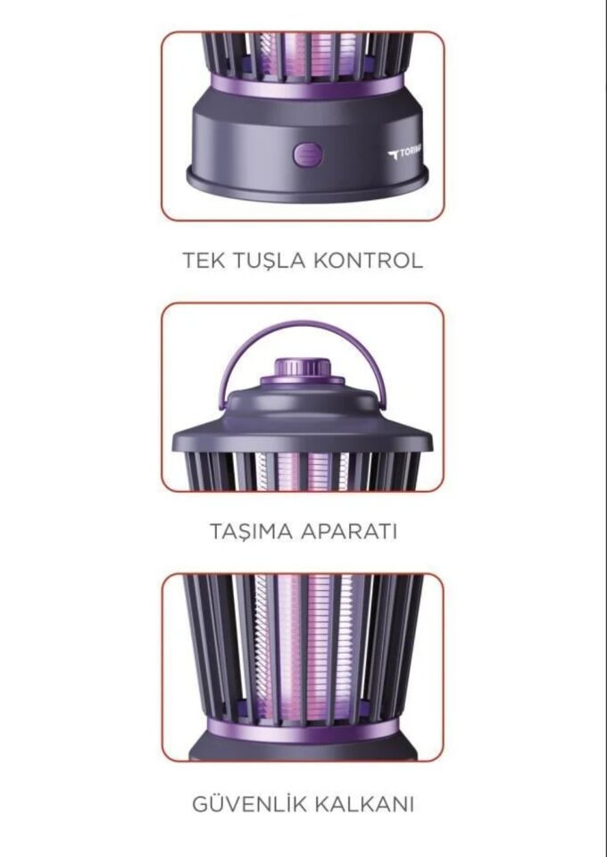 Siyah Şarjlı Uv Işıklı Elektrikli Sivrisinek Öldürücü Lamba Sinek Kovucu Sineksavar