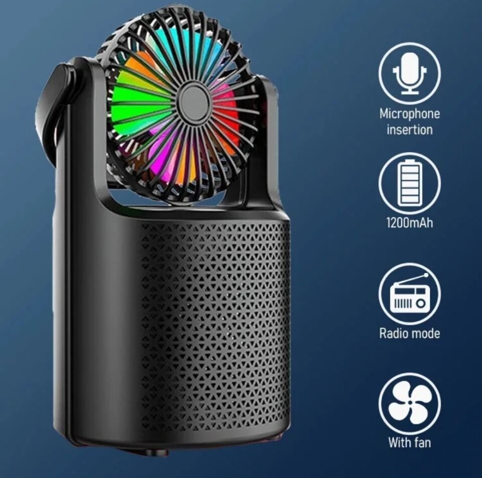 Vantilatörlü Hoparlör RGB LED Işıklı Fonksiyonel Speaker
