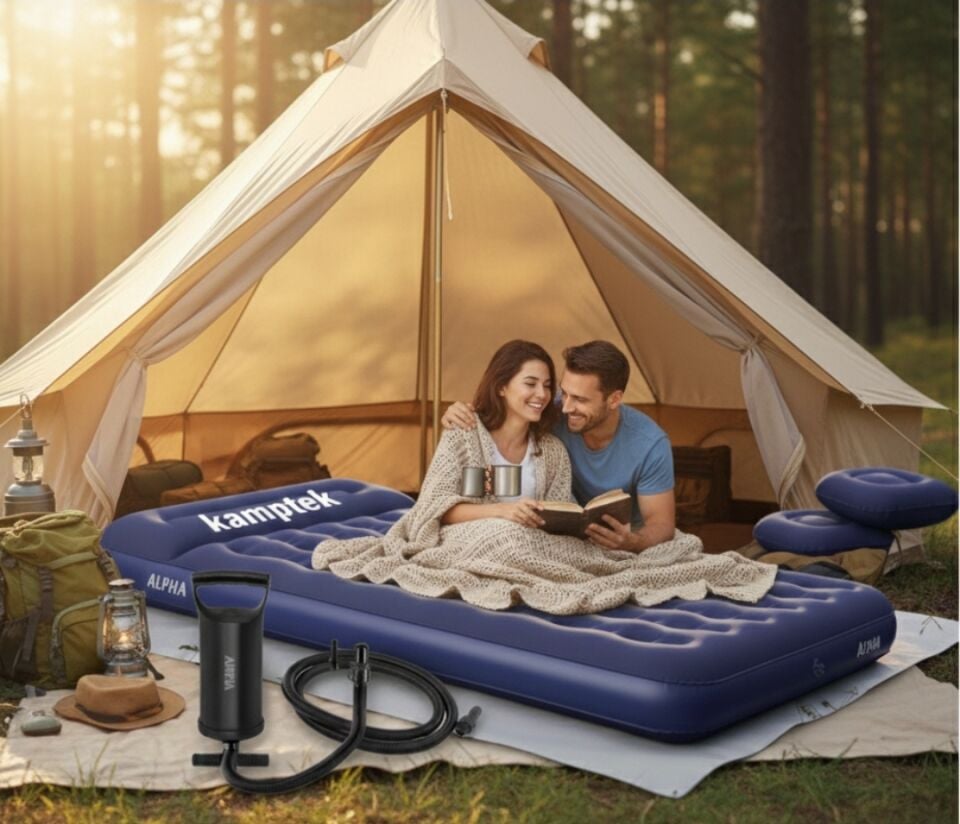 Profesyonel Çift Kişilik Şişme Yatak Doğa Kamp Set Yatak Yastık Manuel Pompa Set Halinde