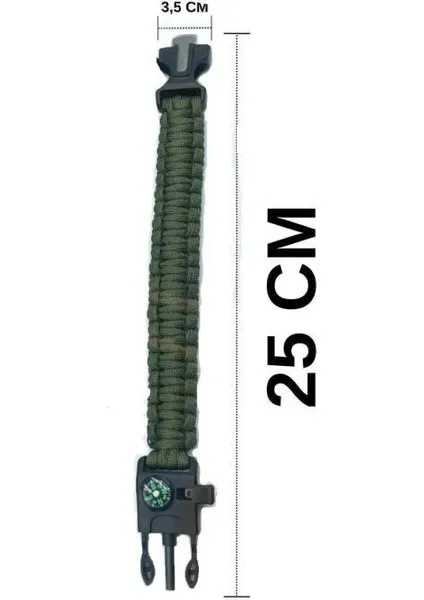 Hayatta Kalma Bilekliği, Pusula, Çakmak, Ateşten Başlama Kazıyıcı, Düdük ve Ekipman – Çok Fonksiyonlu Açık Hava İçin Uygun, Paraşüt İpi, Doğa Yürüyüşü, Kamp, Acil Durum için (Ordu Yeşili, Siyah)