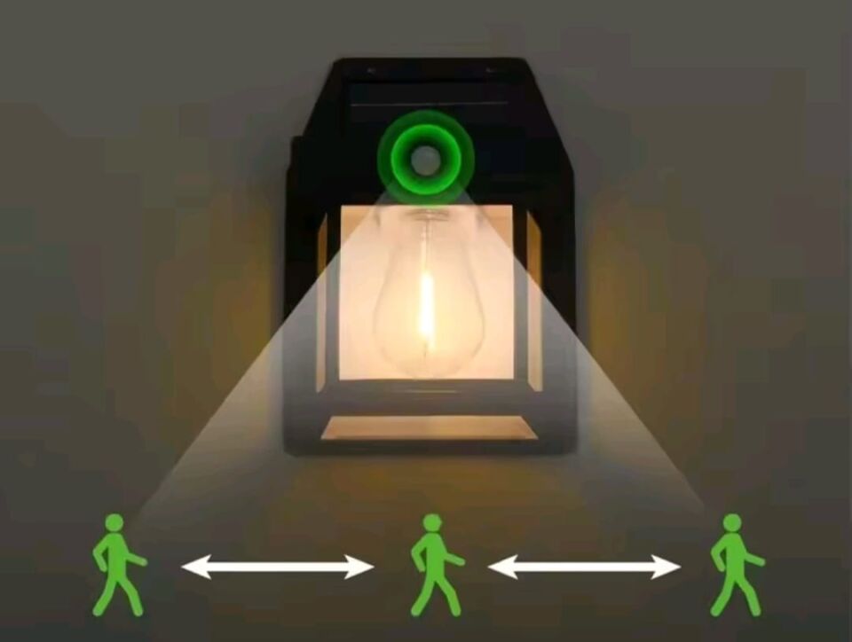 Dış Mekan Ev Teras Bahçe Cafe Hareket Sensörlü Güneş Enerjili Solar Bahçe Lambası [Enerji Sınıfı A+]