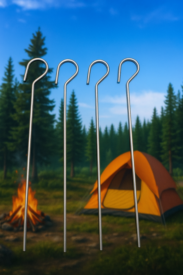 Çelik Çadır Kazığı 30 cm Uzunluk 4.5 mm Kalınlık Çadır Tente İçin Kullanım 4 Adet