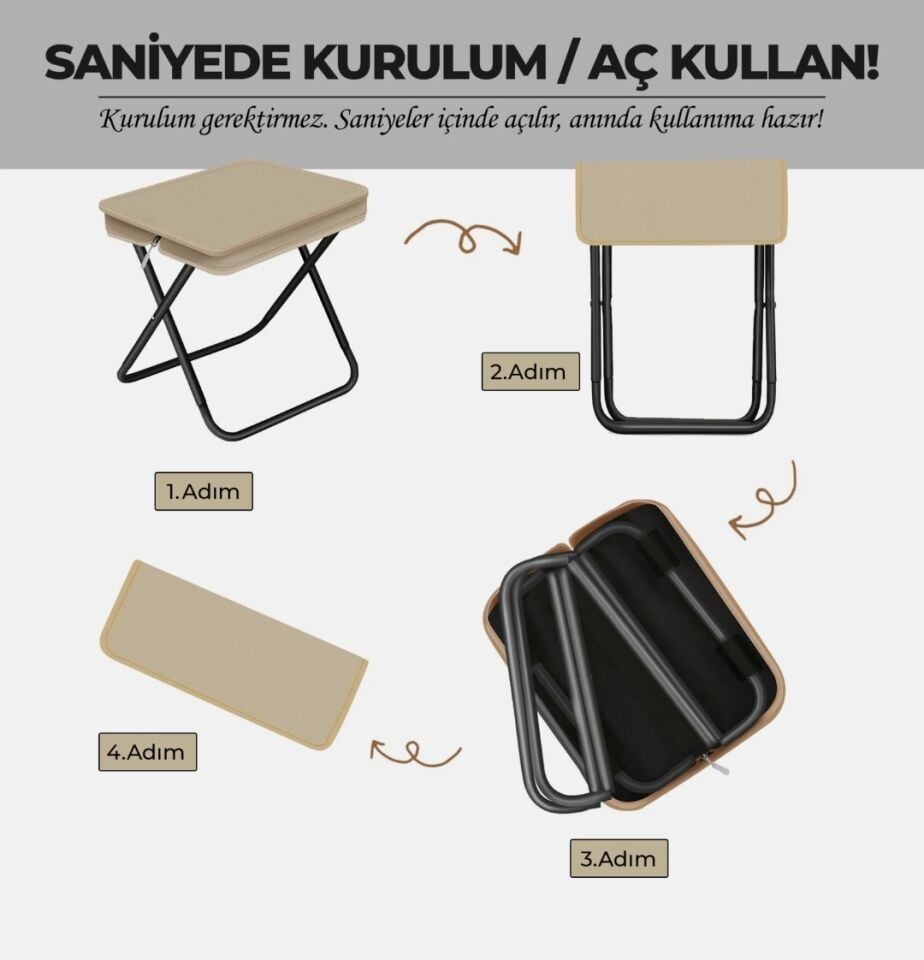 Kamp Katlanabilir Çanta Tabure Pratik Kullanım