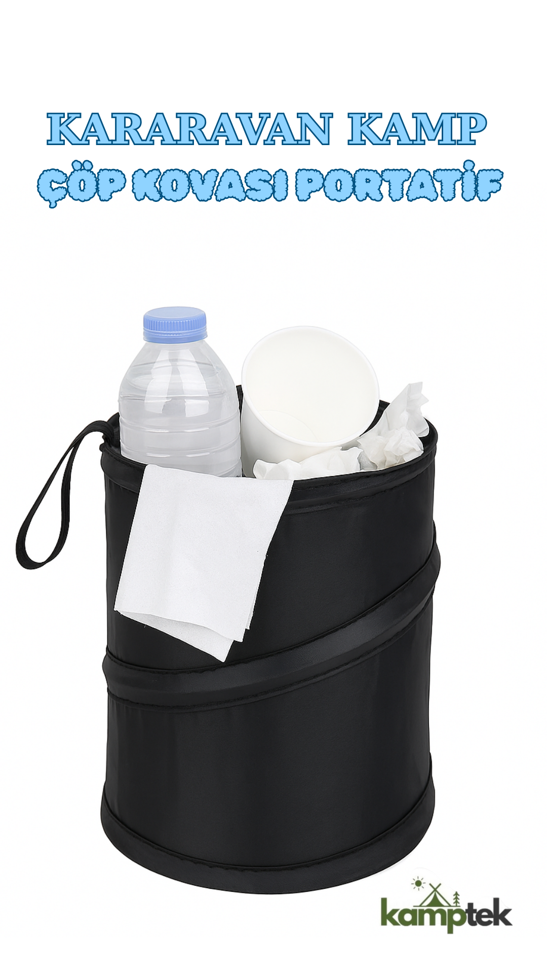 Portatif Çöp Kovası Karavan Kamp Yer Kaplamayan Tasarım