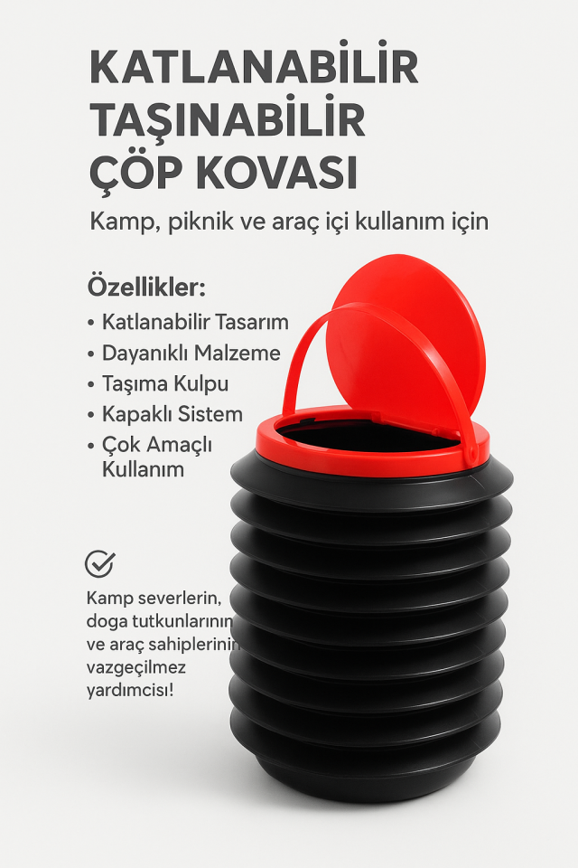 Kamp Karavan Araç Portatif Katlanabilir Plastik Çöp Kovası Çok Amaçlı