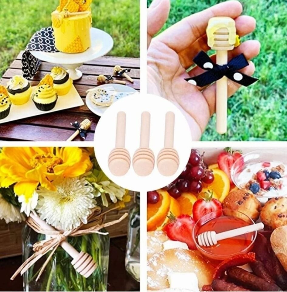 Kamptek Ahşap Mini Kalın Bal Kaşığı Kalın 100 Adet  Paket Ekonomik