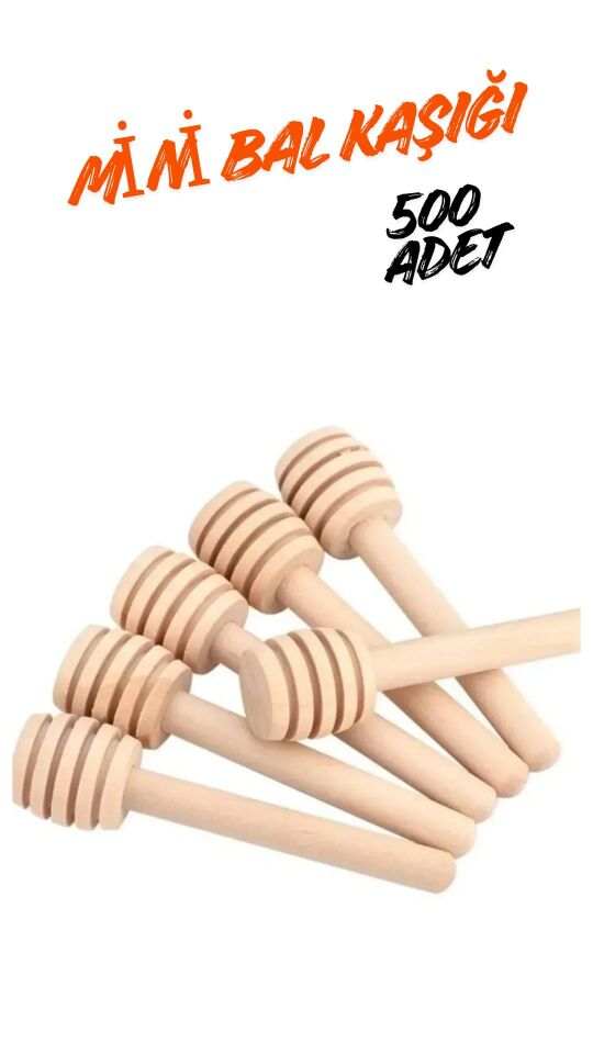 Kamptek Ahşap Mini Kalın Bal Kaşığı Kalın 500 Adet  Paket Ekonomik