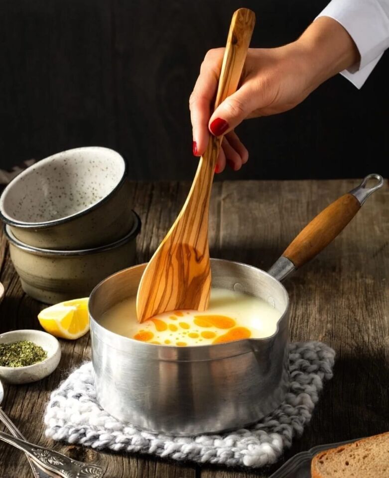 Kamptek Ahşap Doğal Zeytin Ağacından Büyük Yemek Karıştırma Kaşığı 29 cm