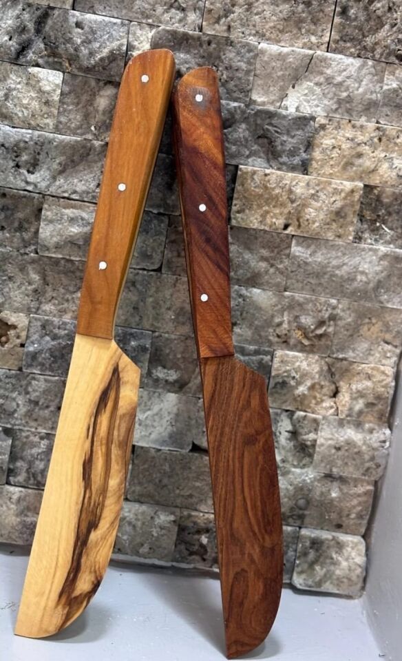 Kamptek Ahşap Saplı Zeytin Ağacından Sebze Kahvaltı Yemek Bıçağı Doğal 21 cm