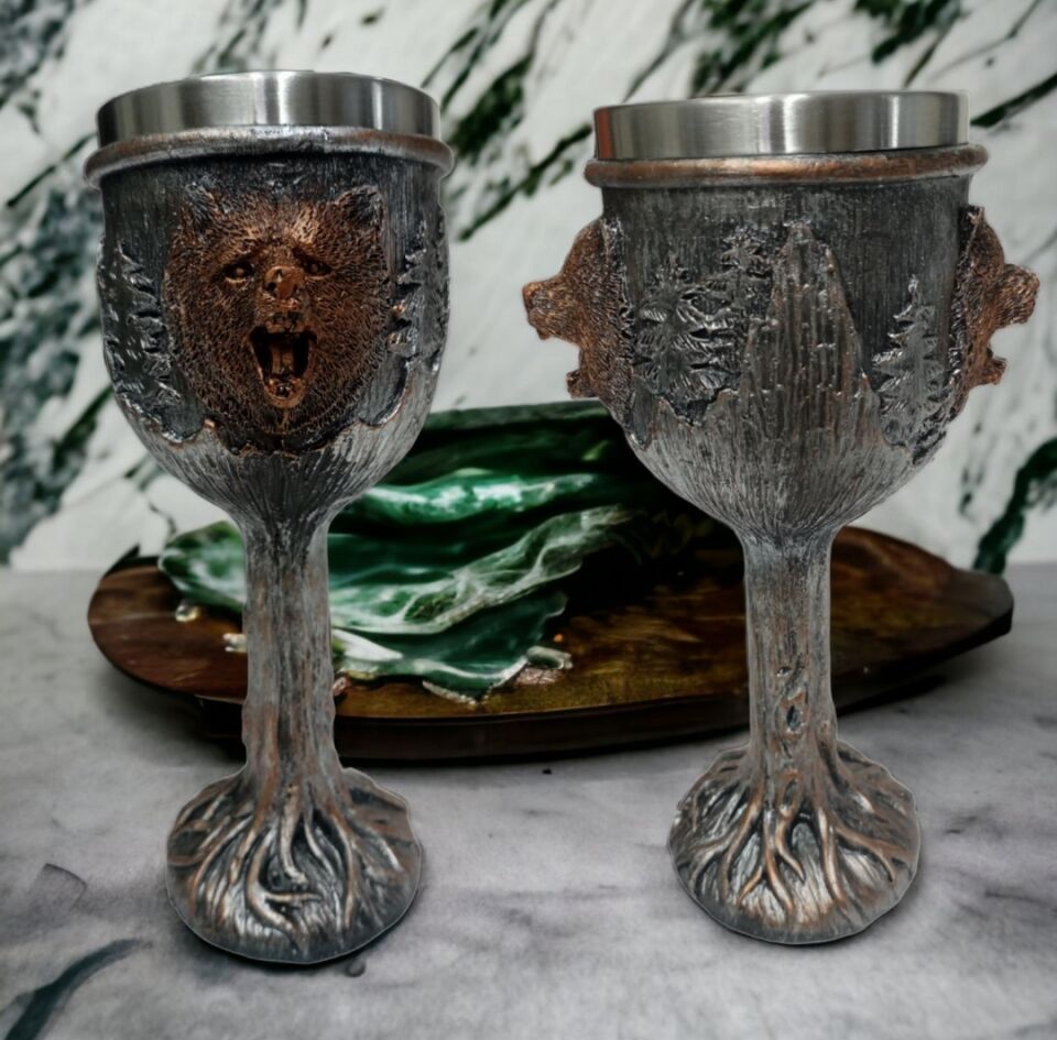 Paslanmaz Çelik Ayı Görünümlü Tasarım Kadeh Bardak 1 Adet