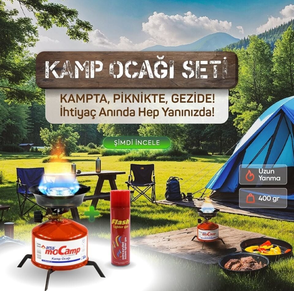 Kamp Ocağı Set Kolay Taşınabilir Denge Aparatlı Çakmak Gazı Hediyeli