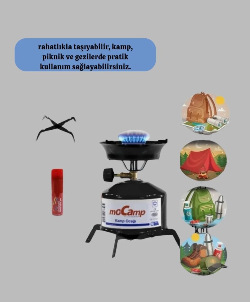 Kamp Ocağı Set Kolay Taşınabilir Denge Aparatlı Çakmak Gazı Hediyeli