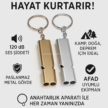 Kamp Deprem Dağcılık Acil Durum Düdüğü Anahtarlıklı