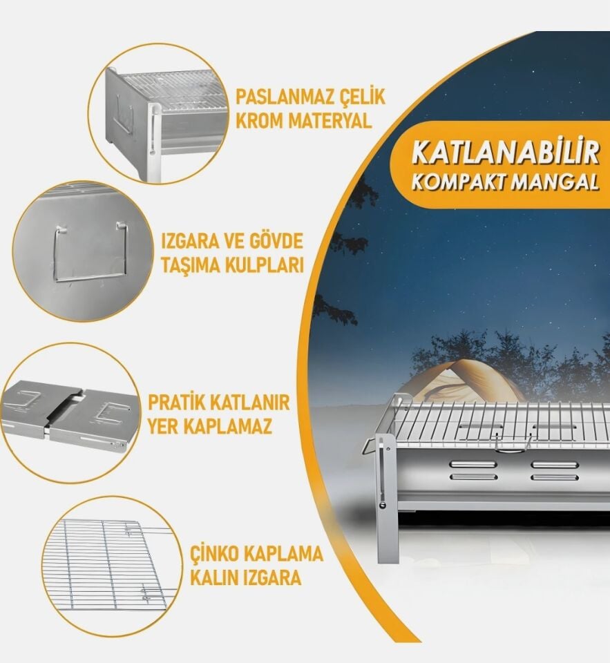 Katlanabilir Pratik Kullanım Yer Kaplamayan Mangal