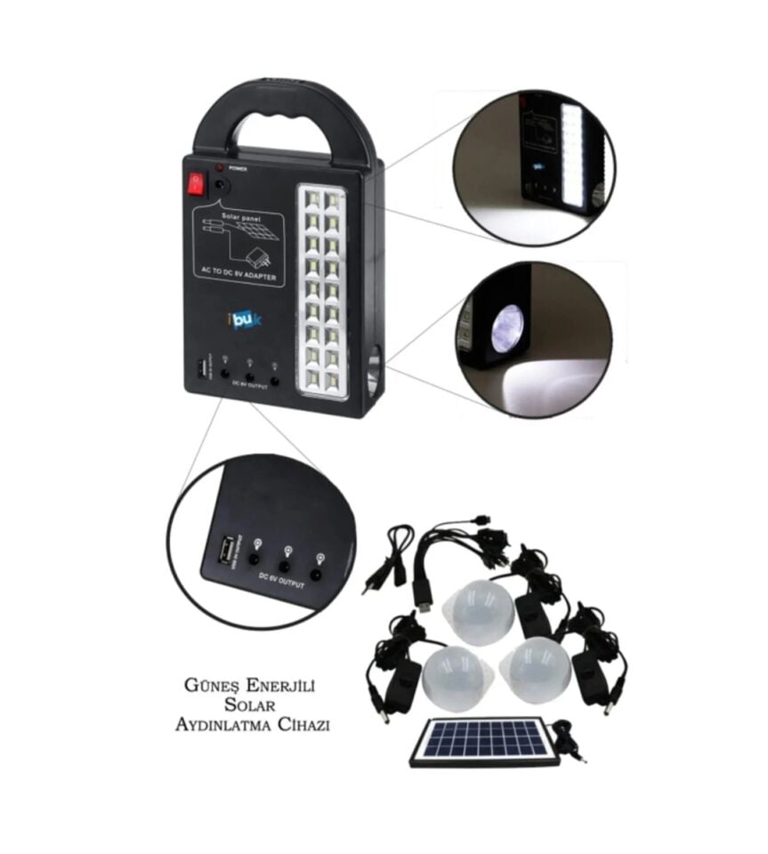 Güneş Enerjili Aydınlatma Sistemi Set Ampullü Çadır Kamp Alanı