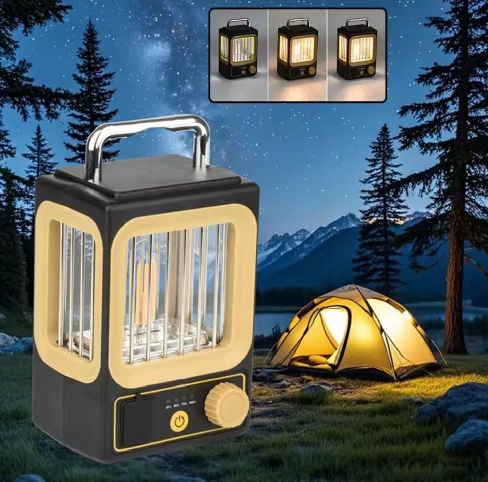 Tasarım Şarj Edilebilir LED Rustik Kamp Doğa Işıldağı Fener