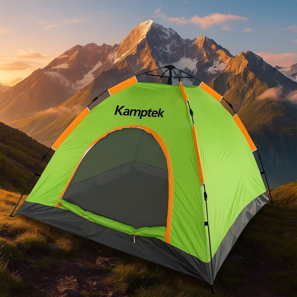 Kamp Doğa Deprem Çadırı Otomatik Kurulum Tek Katmanlı 4 Kişilik Çadır Yeşil