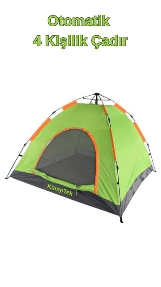 Kamp Doğa Deprem Çadırı Otomatik Kurulum Tek Katmanlı 4 Kişilik Çadır Yeşil