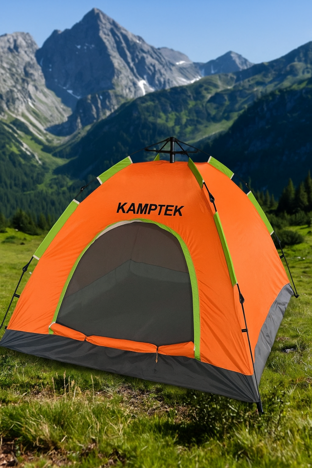 Kamp Doğa Deprem Çadırı Otomatik Kurulum Tek Katmanlı 4 Kişilik Çadır Turuncu