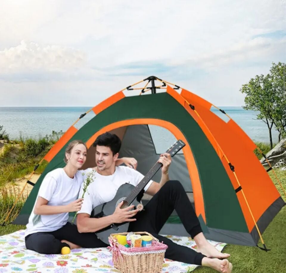 Kamp Doğa Deprem Çadırı Otomatik Kurulum Tek Katmanlı 4 Kişilik Çadır Turuncu