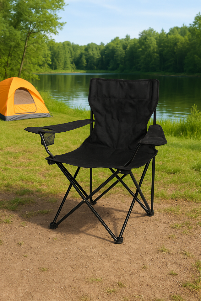 Kamp Piknik Doğa Sandalyesi Katlanabilir Taşıma Çantalı Kolay Kurulum Sandalye Siyah