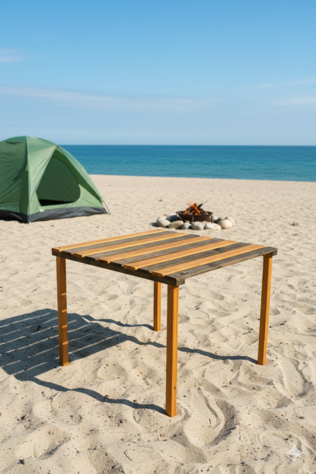 Katlanabilir Kamp Doğa Piknik Balkon Masası Katlabilir İki Renkli Tasarım 50×50cm