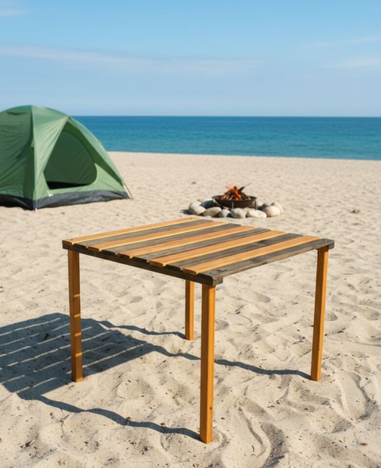 Katlanabilir Kamp Doğa Piknik Balkon Masası Katlabilir İki Renkli Tasarım 50×50cm