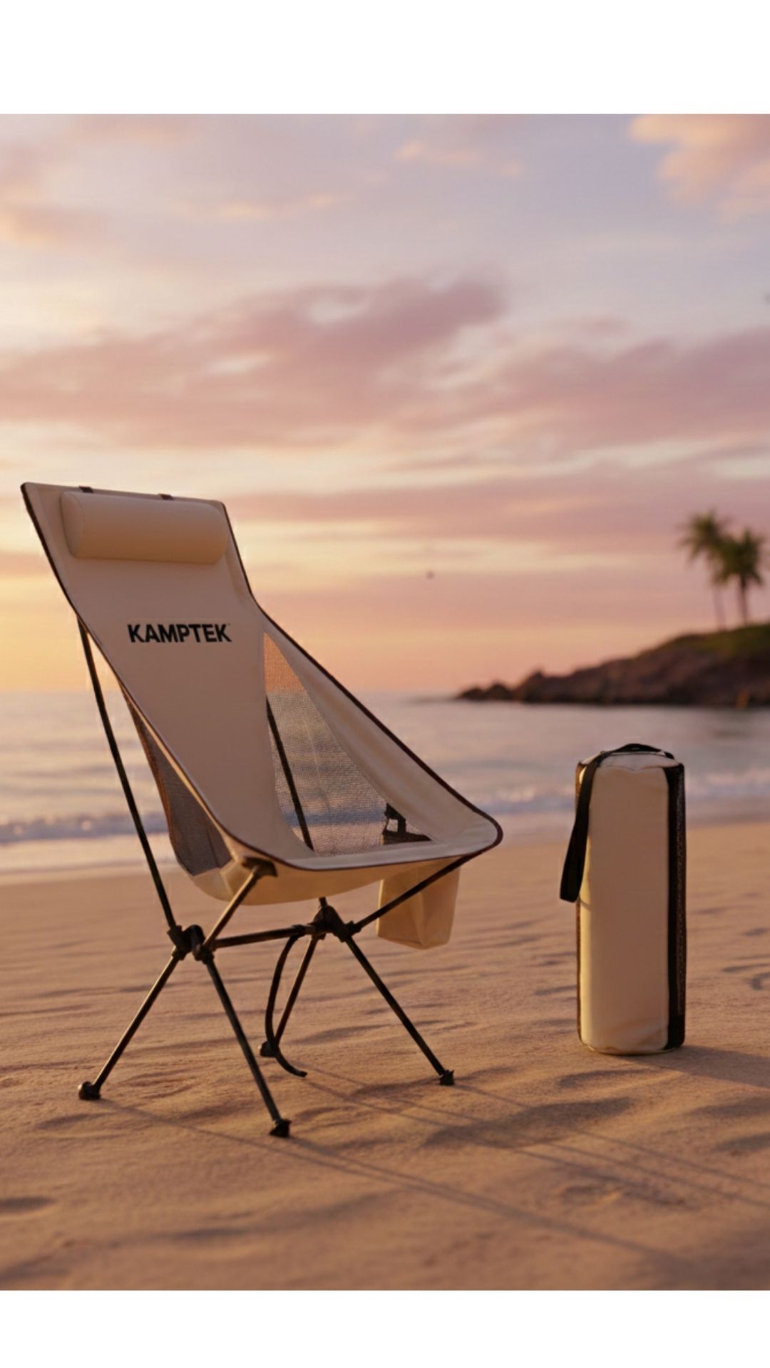 Katlanabilir Taşınabilir Baş Destekli Hafif ve Dayanıklı Kamp Balıkçı Doğa Sandalyesi Lüx1 Krem