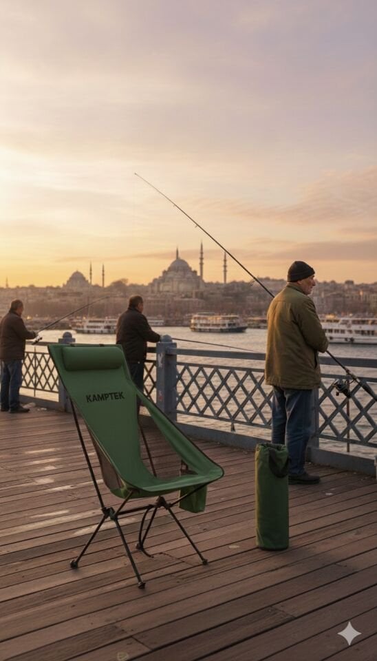 Katlanabilir Taşınabilir Baş Destekli Hafif ve Dayanıklı Kamp Balıkçı Doğa Sandalyesi Lüx Yeşil