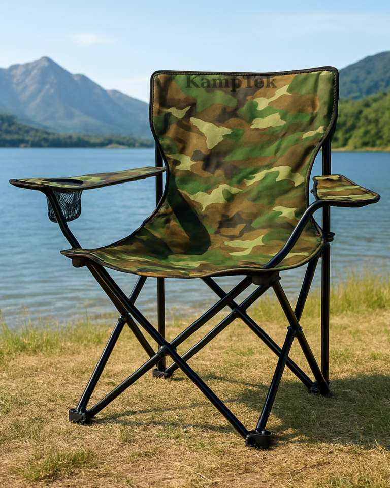Katlanabilir Desenli Kamp Balıkçı Doğa Sandalyesi Taşıma Çantalı Haki