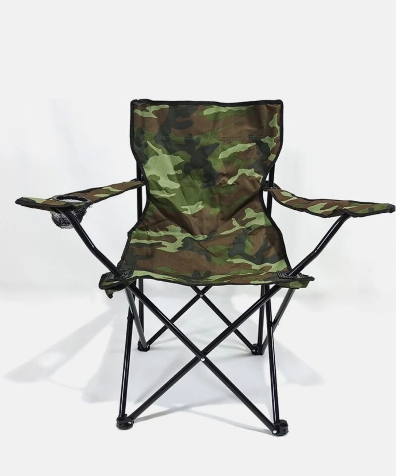 Katlanabilir Desenli Kamp Balıkçı Doğa Sandalyesi Taşıma Çantalı Haki