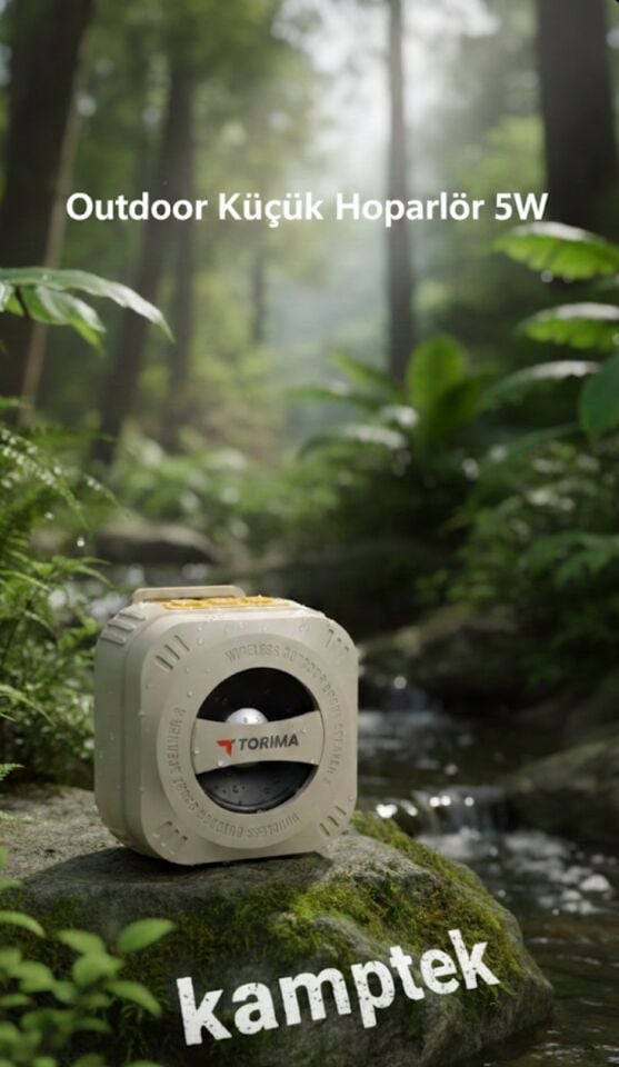 Outdoor Kablosuz Wireless 5W LED Işıklı Bluetooth Hoparlör Bej Doğa Güçlü Hoparlör