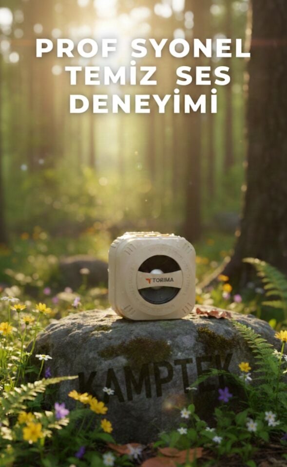 Outdoor Kablosuz Wireless 5W LED Işıklı Bluetooth Hoparlör Bej Doğa Güçlü Hoparlör