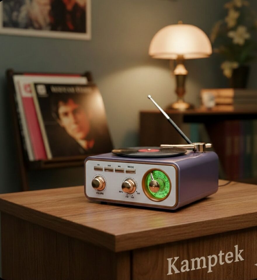 Plak Çalar Görünümlü Tasarım FM Radyo Müzik Çalar USB / AUX / Bluetooth Radyo Özellikli Müzik Çalar