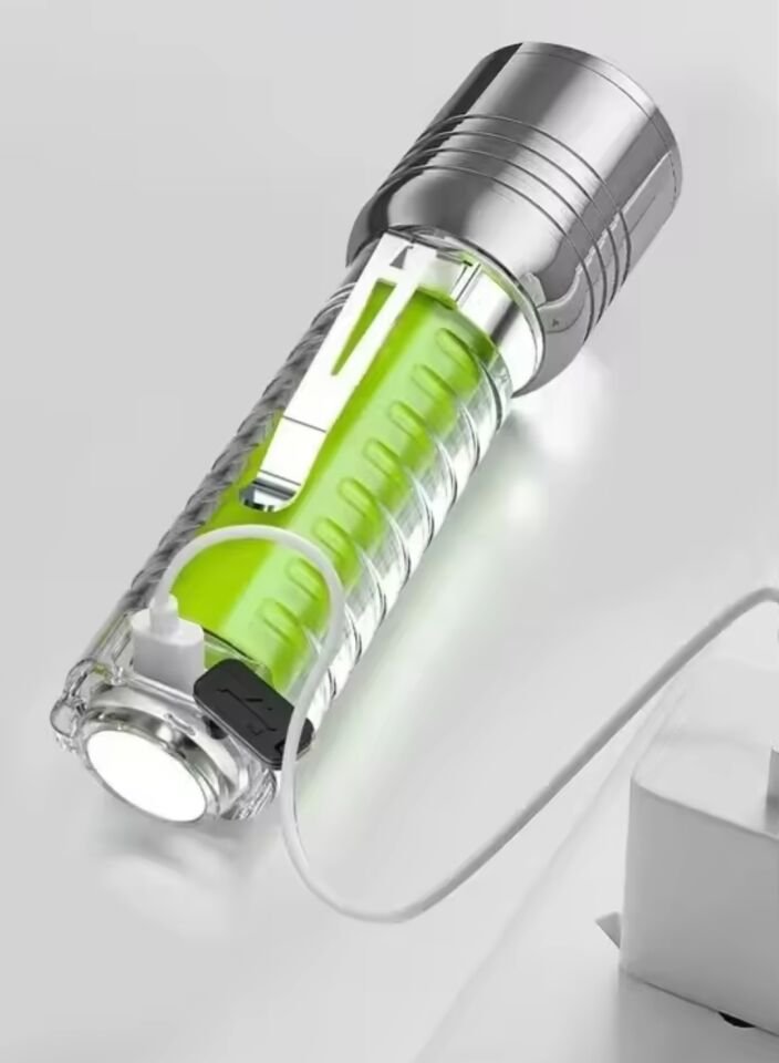 Kamptek Çok Fonksiyonlu Şeffaf Gövdeli LED El Feneri - Su Geçirmez & Şarj Edilebilir Çakarlı Fonksiyonel Avcılık Dağcılık Balıkçılık Feneri