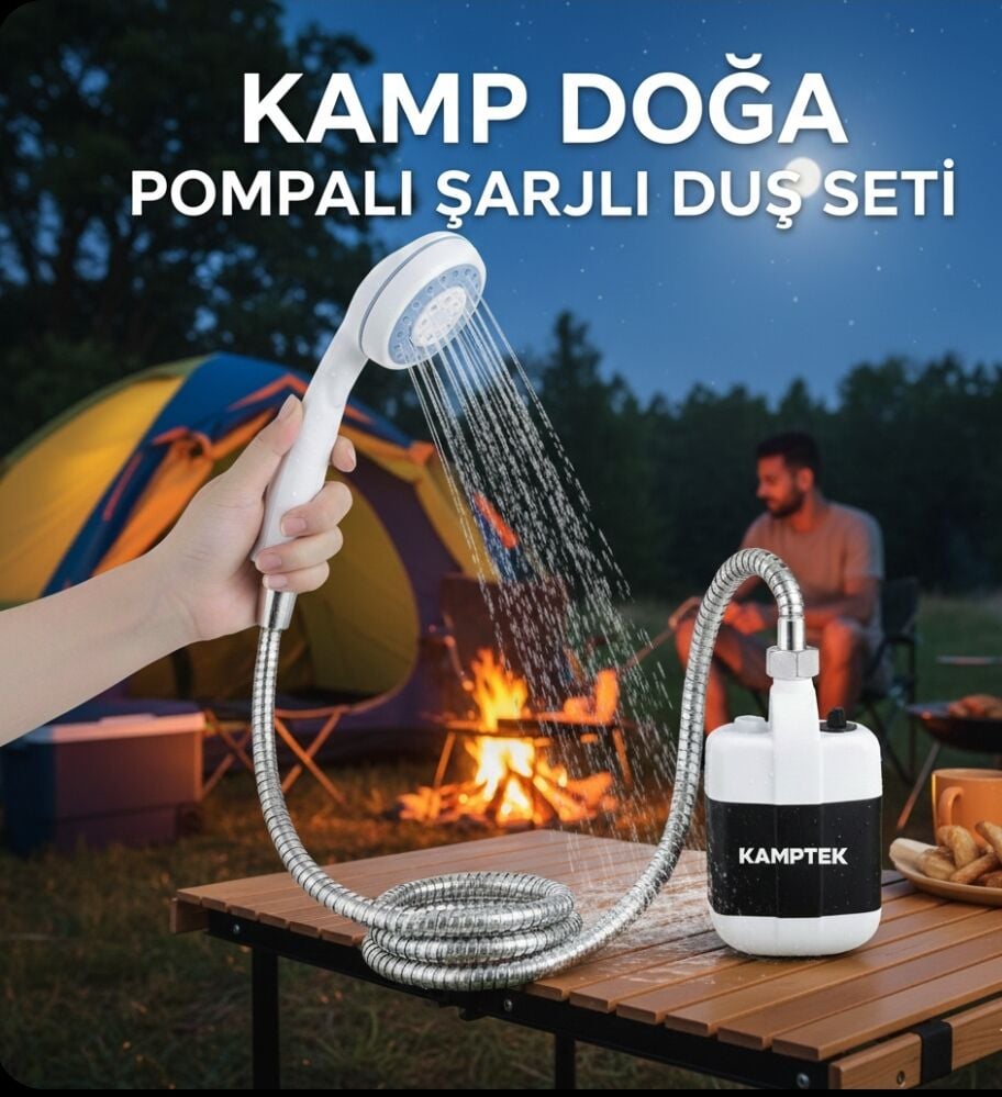 Şarjlı Taşınabilir Kamp Karavan Doğa Duş Seti – Doğada Konforu Yanınızda Taşıyın