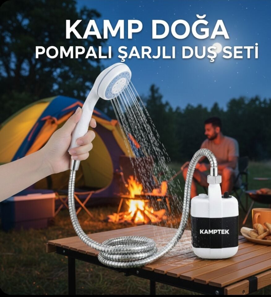 Şarjlı Taşınabilir Kamp Karavan Doğa Duş Seti – Doğada Konforu Yanınızda Taşıyın