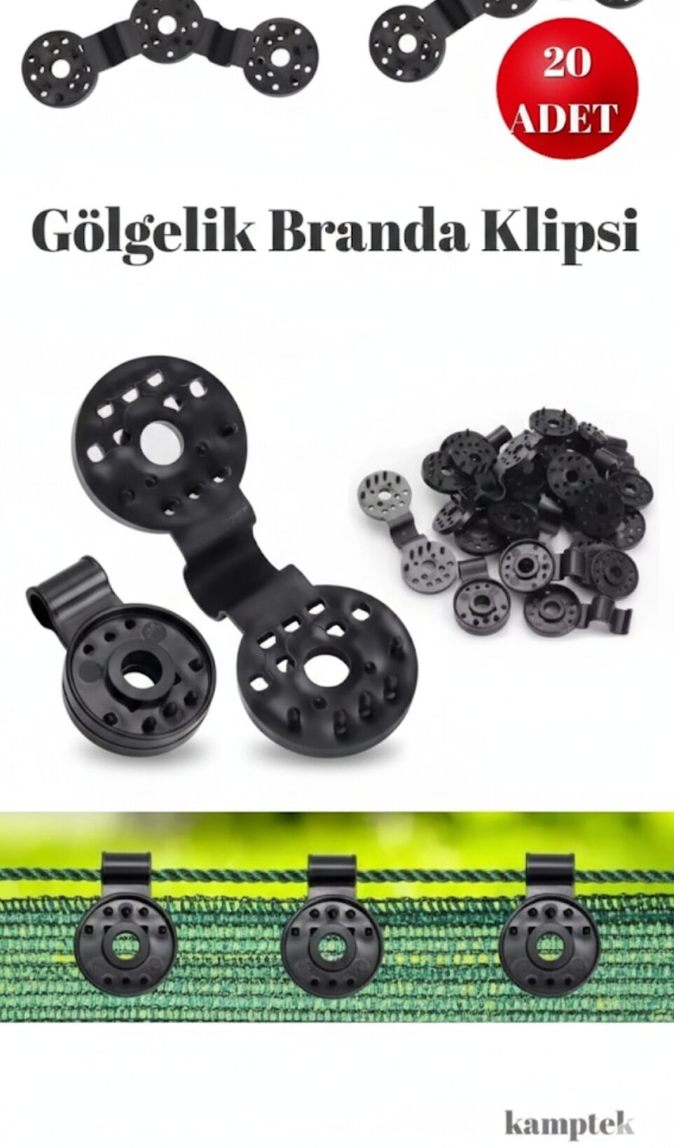 Karavan Kamp Bahçe Gölgelik File ve Branda Çadır Sabitleme Klipsi - 20 Adet