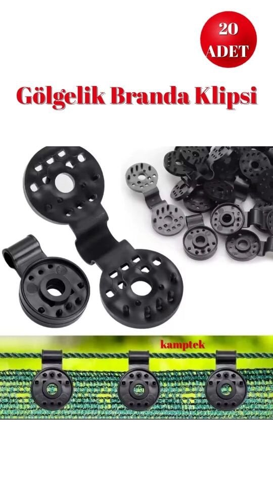 Karavan Kamp Bahçe Gölgelik File ve Branda Çadır Sabitleme Klipsi - 20 Adet