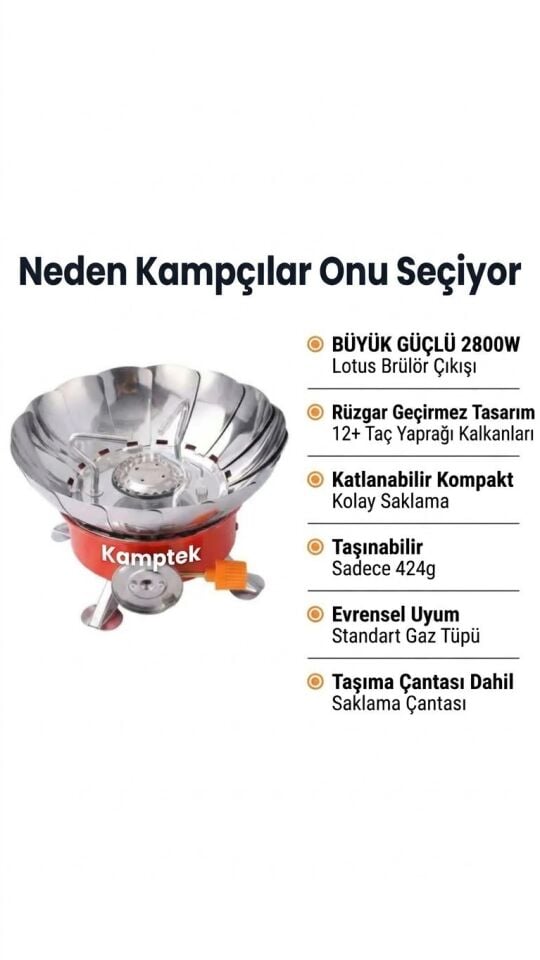 Rüzgar Geçirmez Portatif Kamp Ocağı Seti - Katlanabilir Mini Kamp OcağıRüzgarklıklı Mini Kamp Piknik Motorcu Deprem Acil Durum Ocağı Portatif