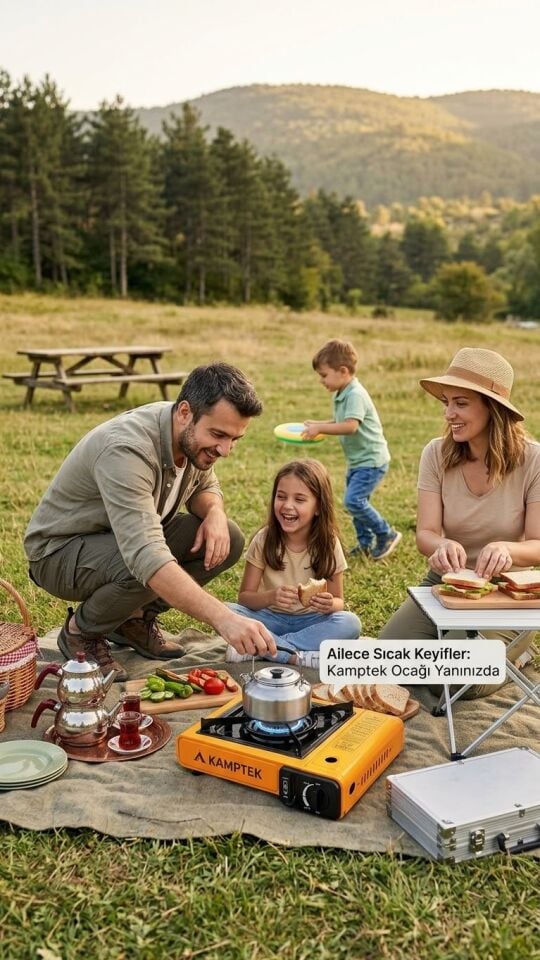 Kamptek Rüzgarlıklı Taşınabilir Kamp Ocağı - Butan Gazlı Emniyet Kilitli Piknik Ocağı Gaz & Tüp Uyumlu
